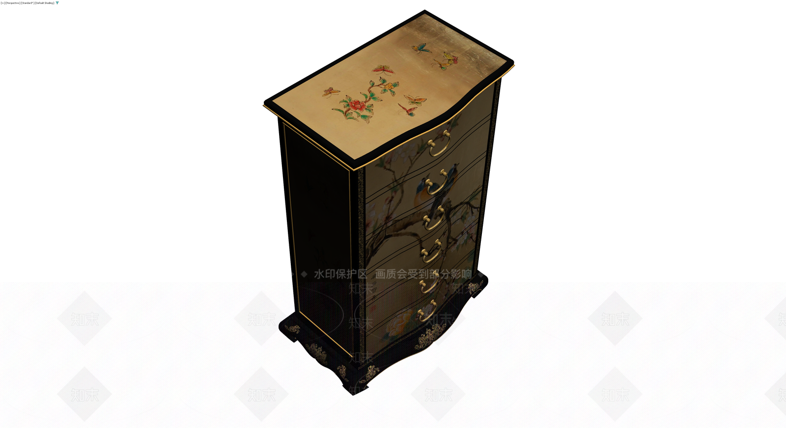 彩绘蝴蝶抽屉柜3D模型下载【ID:1230597059】