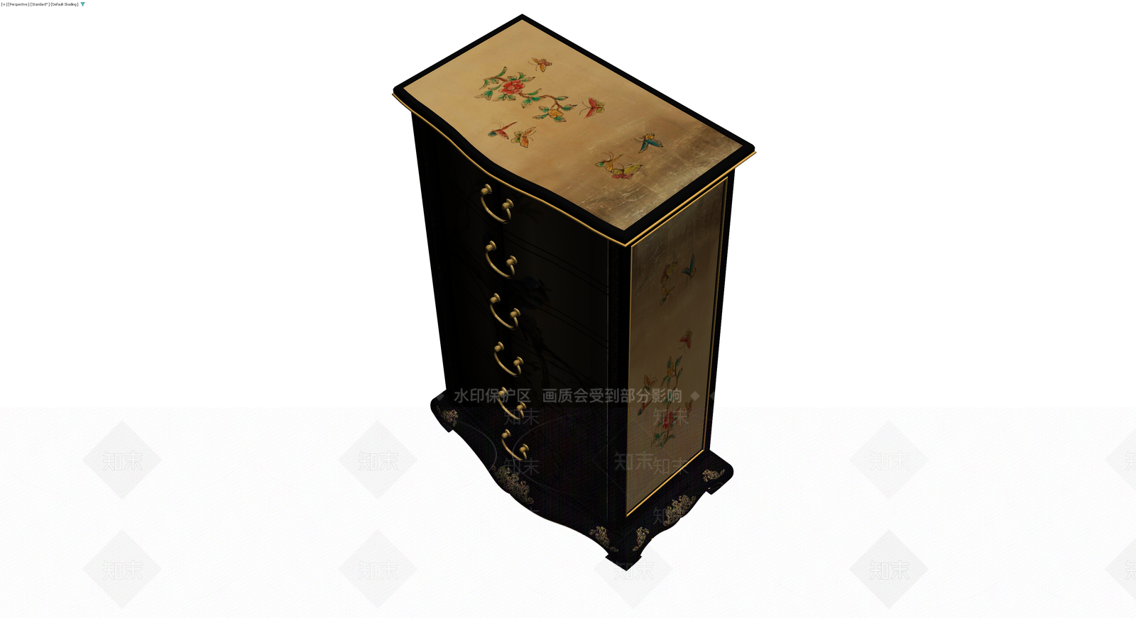彩绘蝴蝶抽屉柜3D模型下载【ID:1230597059】