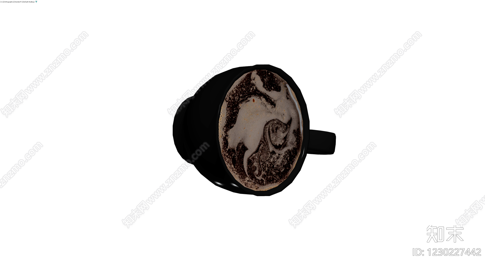 黑色咖啡杯带拉花3D模型下载【ID:1230227442】