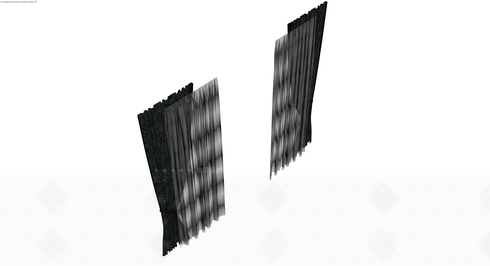 深色花纹窗帘组合3D模型下载【ID:1229893559】