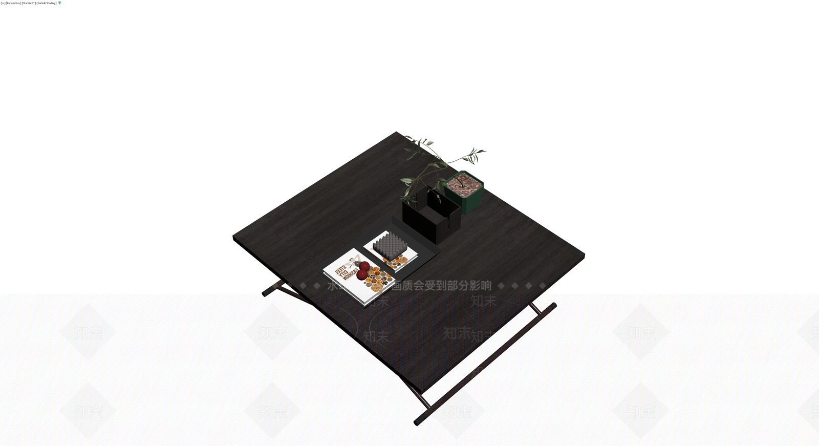 深色木纹折叠茶几3D模型下载【ID:1229945615】