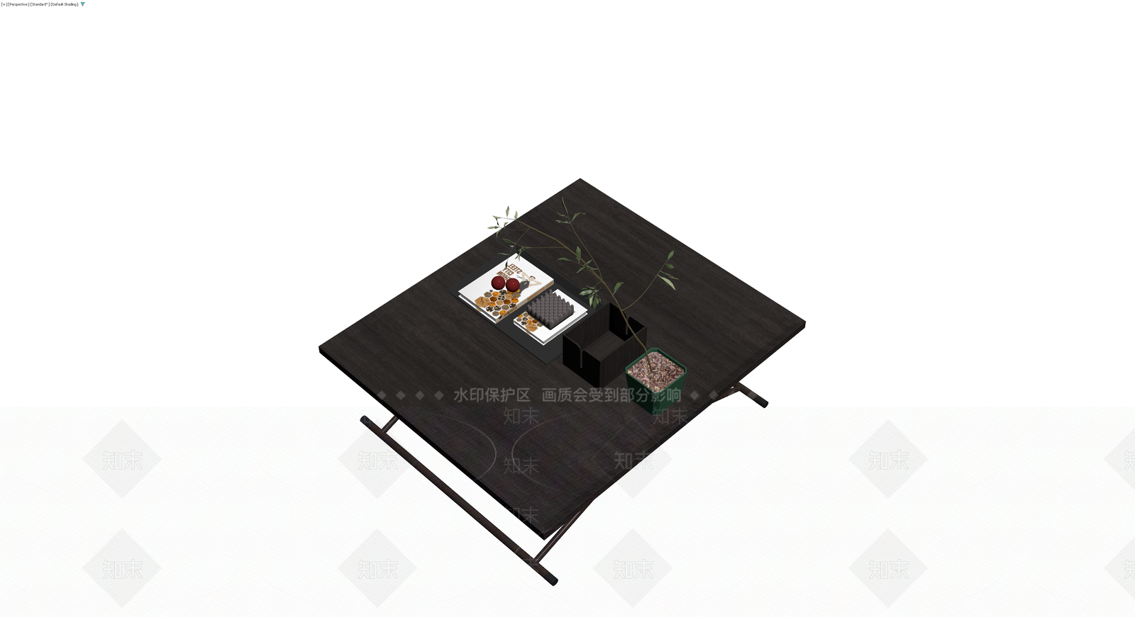深色木纹折叠茶几3D模型下载【ID:1229945615】