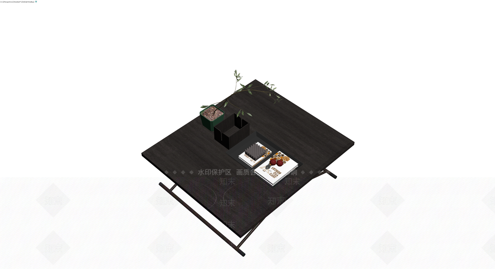 深色木纹折叠茶几3D模型下载【ID:1229945615】
