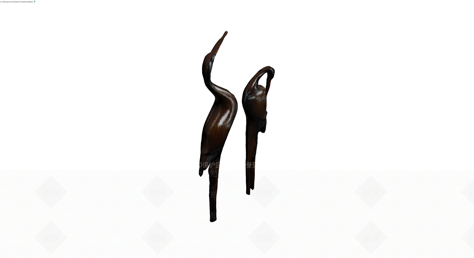 深褐色鹤形雕塑摆件3D模型下载【ID:1230622548】