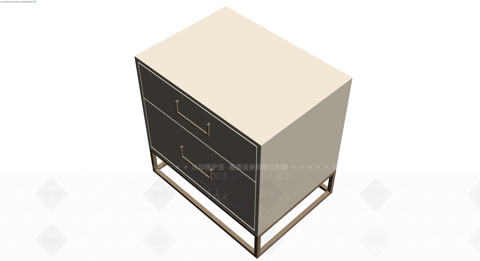 现代双抽屉床头柜3D模型下载【ID:1230441947】