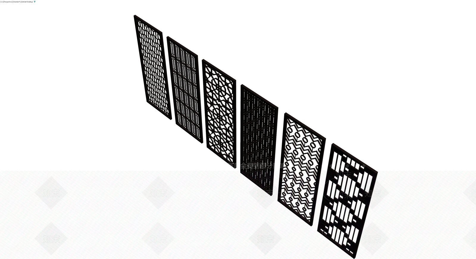 六款中式镂空隔断3D模型下载【ID:1230601489】