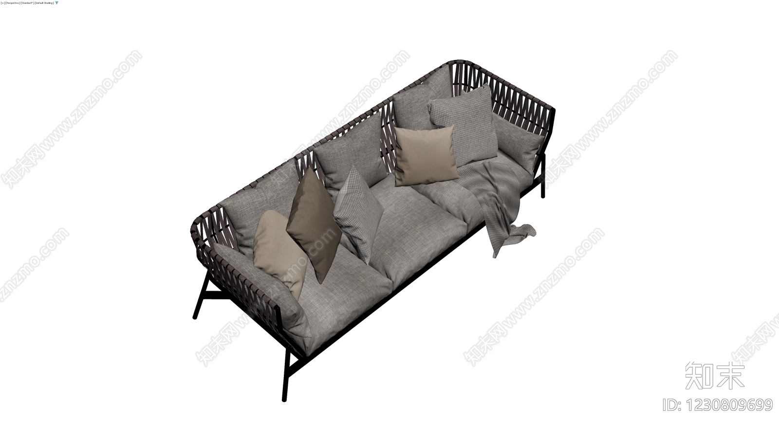 现代编织风格三人沙发3D模型下载【ID:1230809699】
