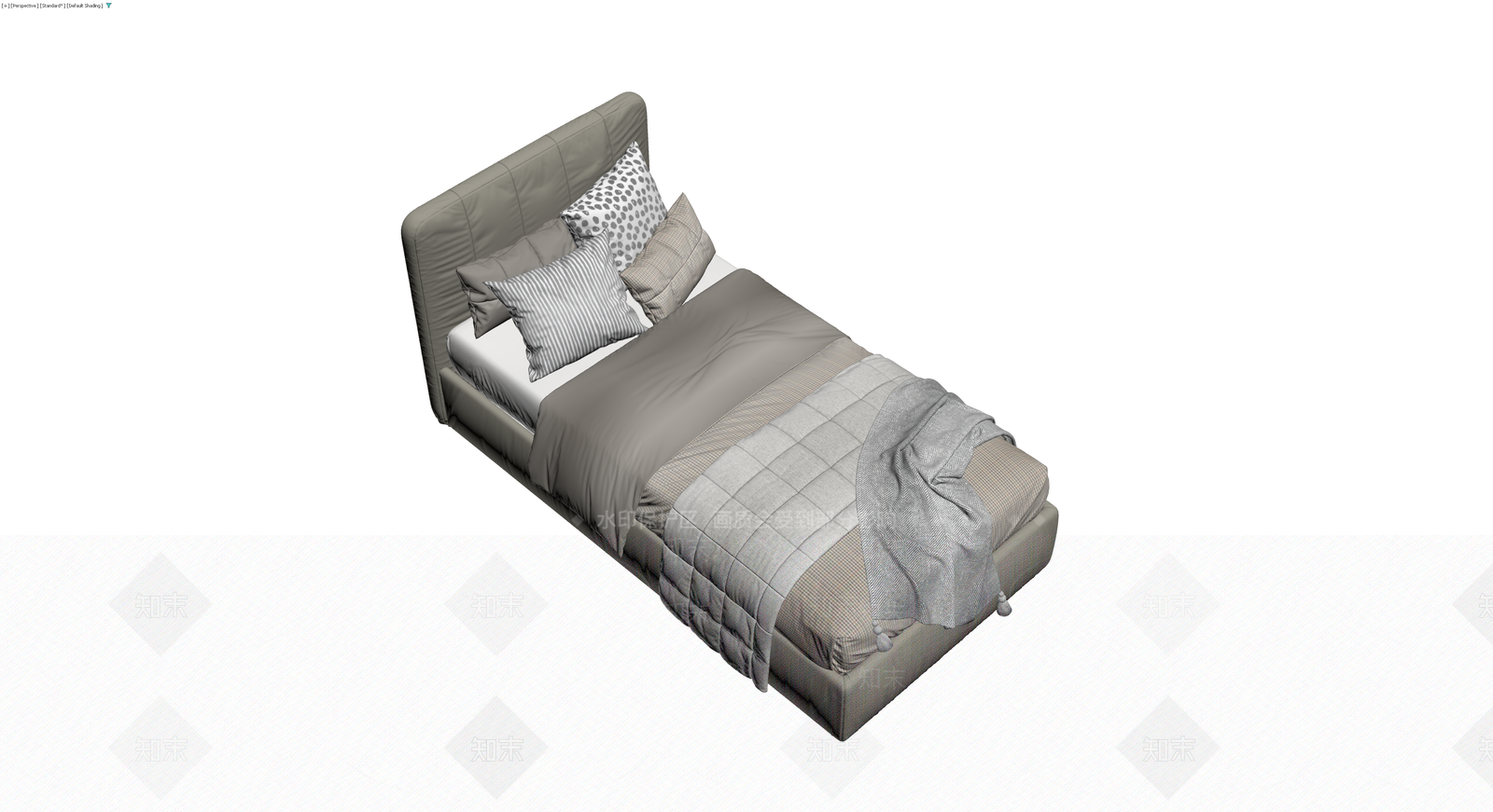 现代软包布艺床具组合3D模型下载【ID:1230780647】