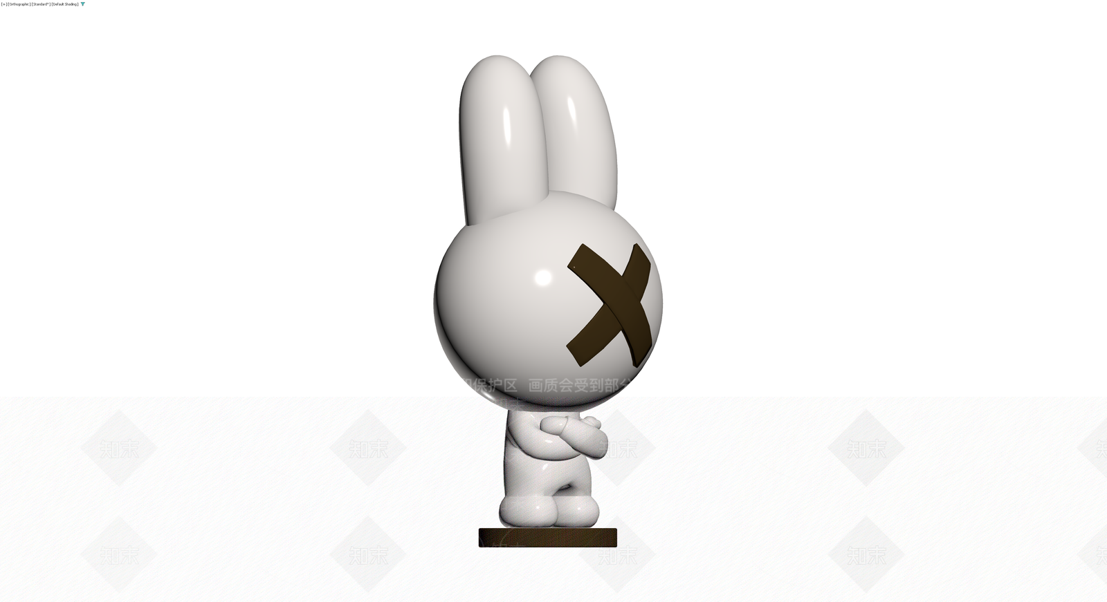 白色X眼兔子雕塑3D模型下载【ID:1230690992】