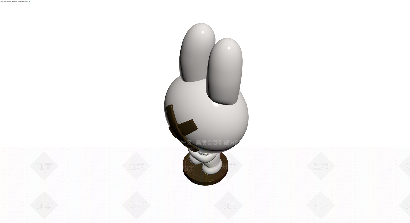 白色X眼兔子雕塑3D模型下载【ID:1230690992】