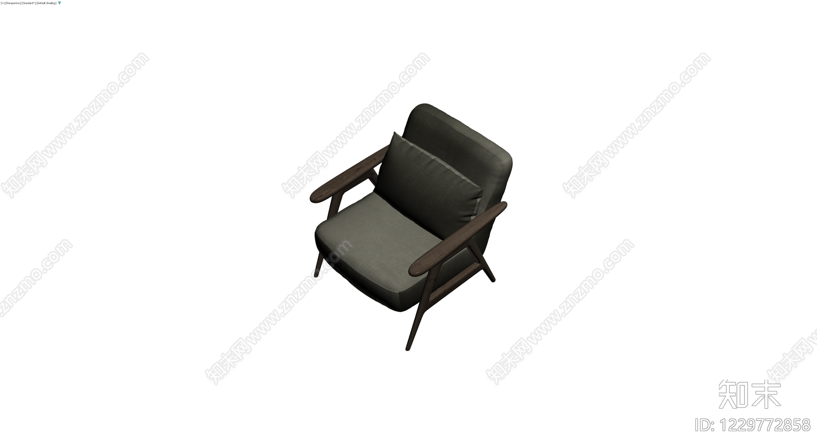 深色木质扶手椅3D模型下载【ID:1229772858】