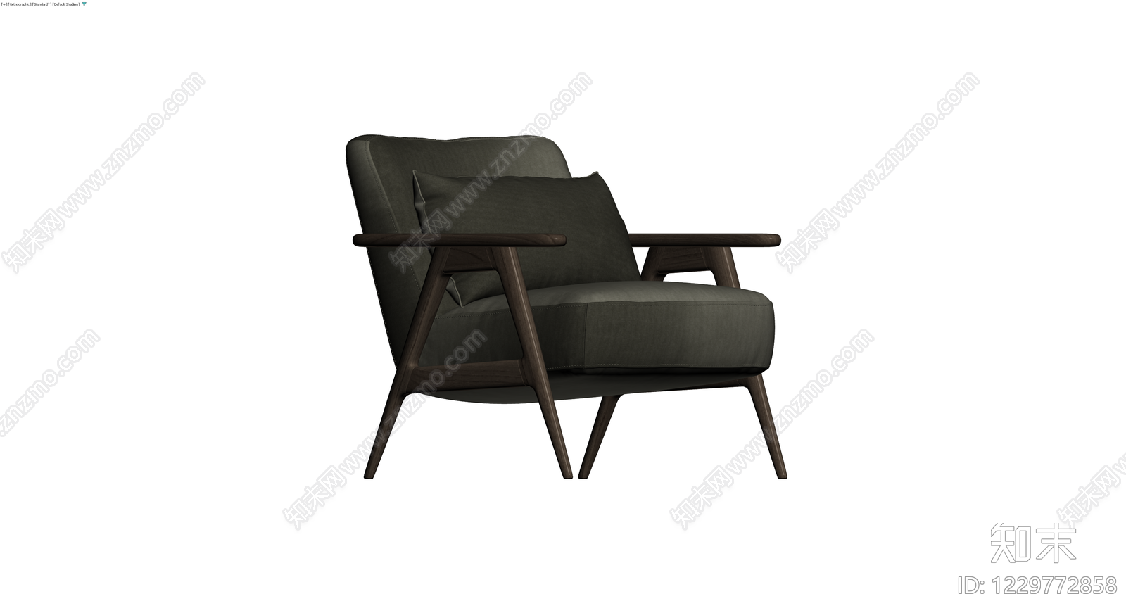深色木质扶手椅3D模型下载【ID:1229772858】