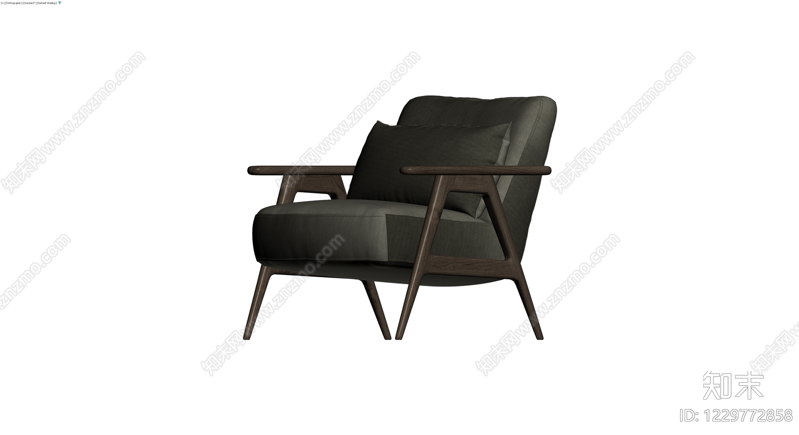 深色木质扶手椅3D模型下载【ID:1229772858】