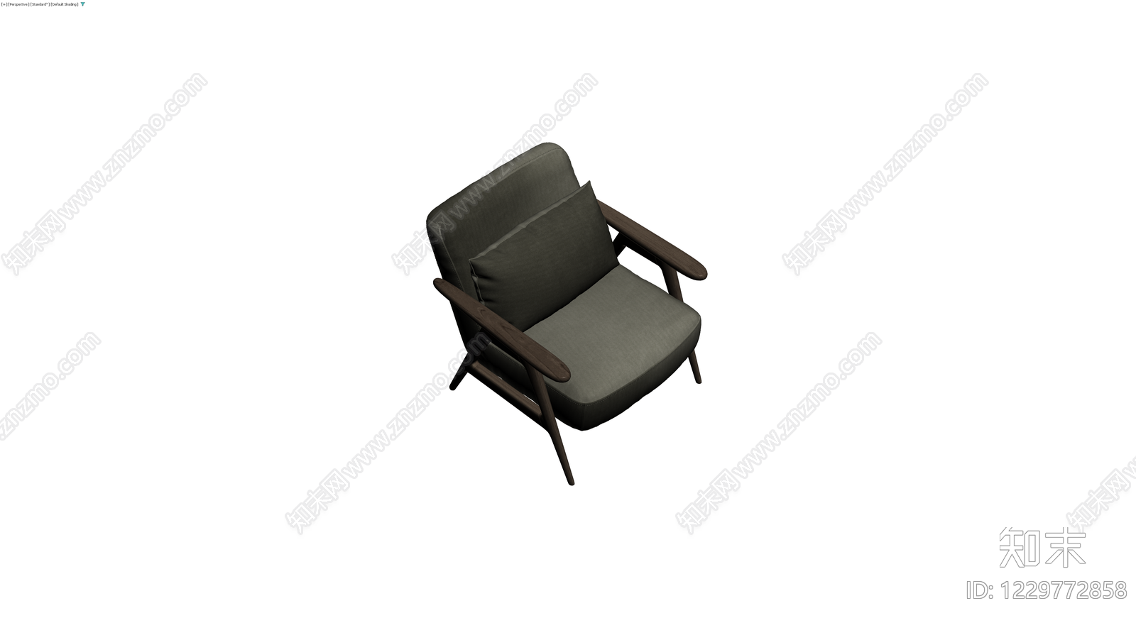 深色木质扶手椅3D模型下载【ID:1229772858】