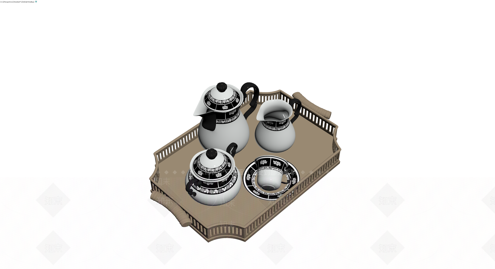 托盘茶具组合3D模型下载【ID:1230112177】