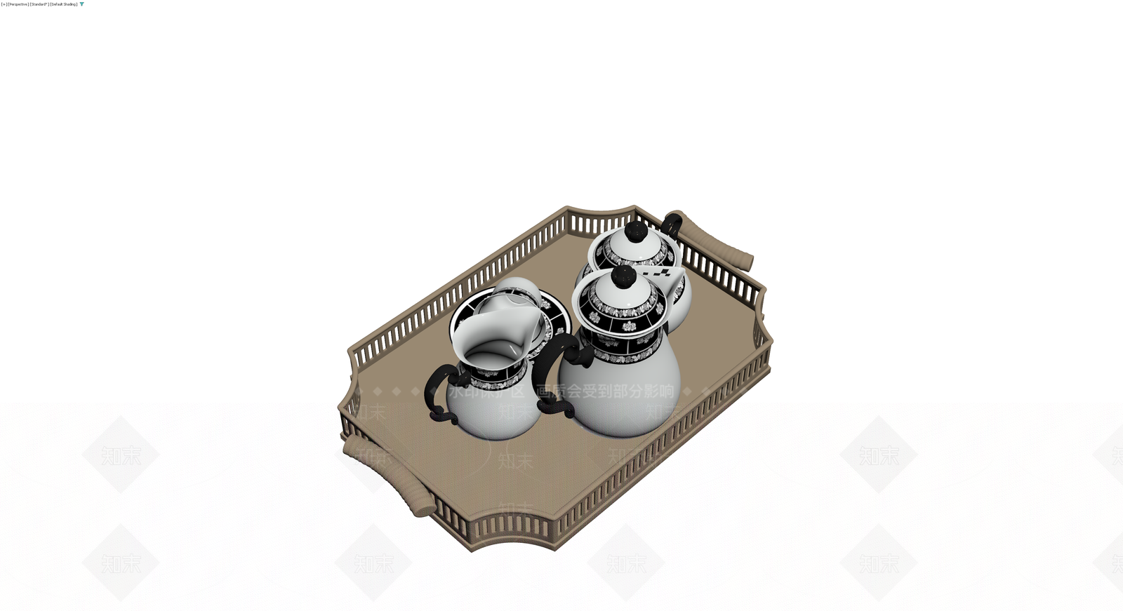 托盘茶具组合3D模型下载【ID:1230112177】