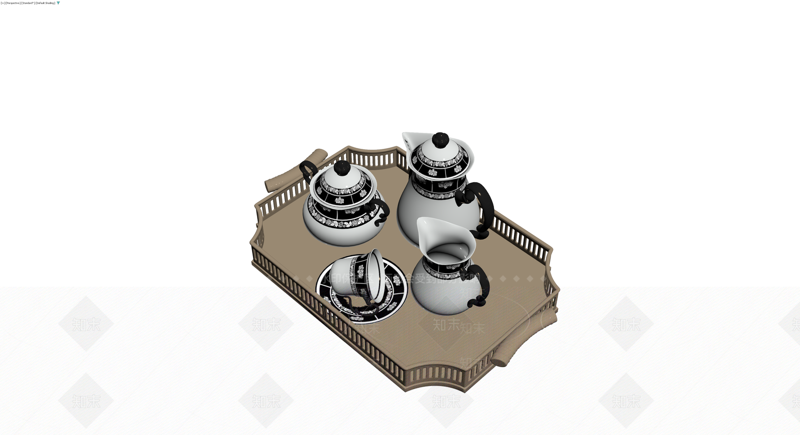 托盘茶具组合3D模型下载【ID:1230112177】