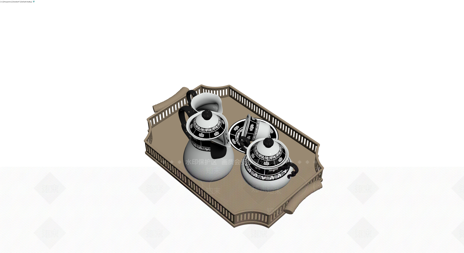 托盘茶具组合3D模型下载【ID:1230112177】
