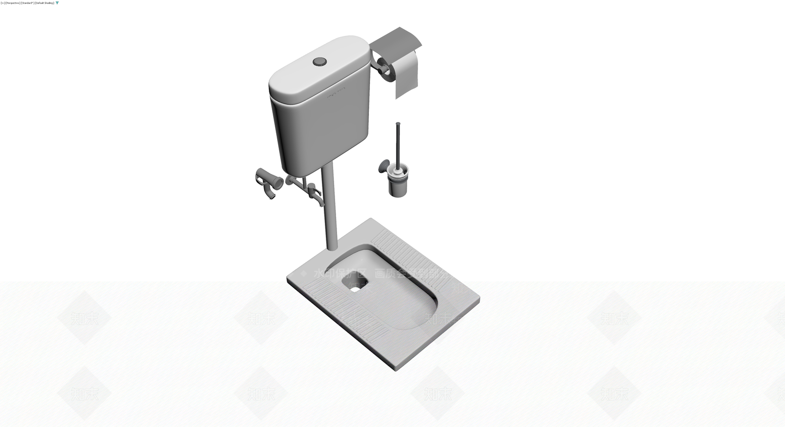 TOTO蹲便器套装灰模3D模型下载【ID:1229610576】
