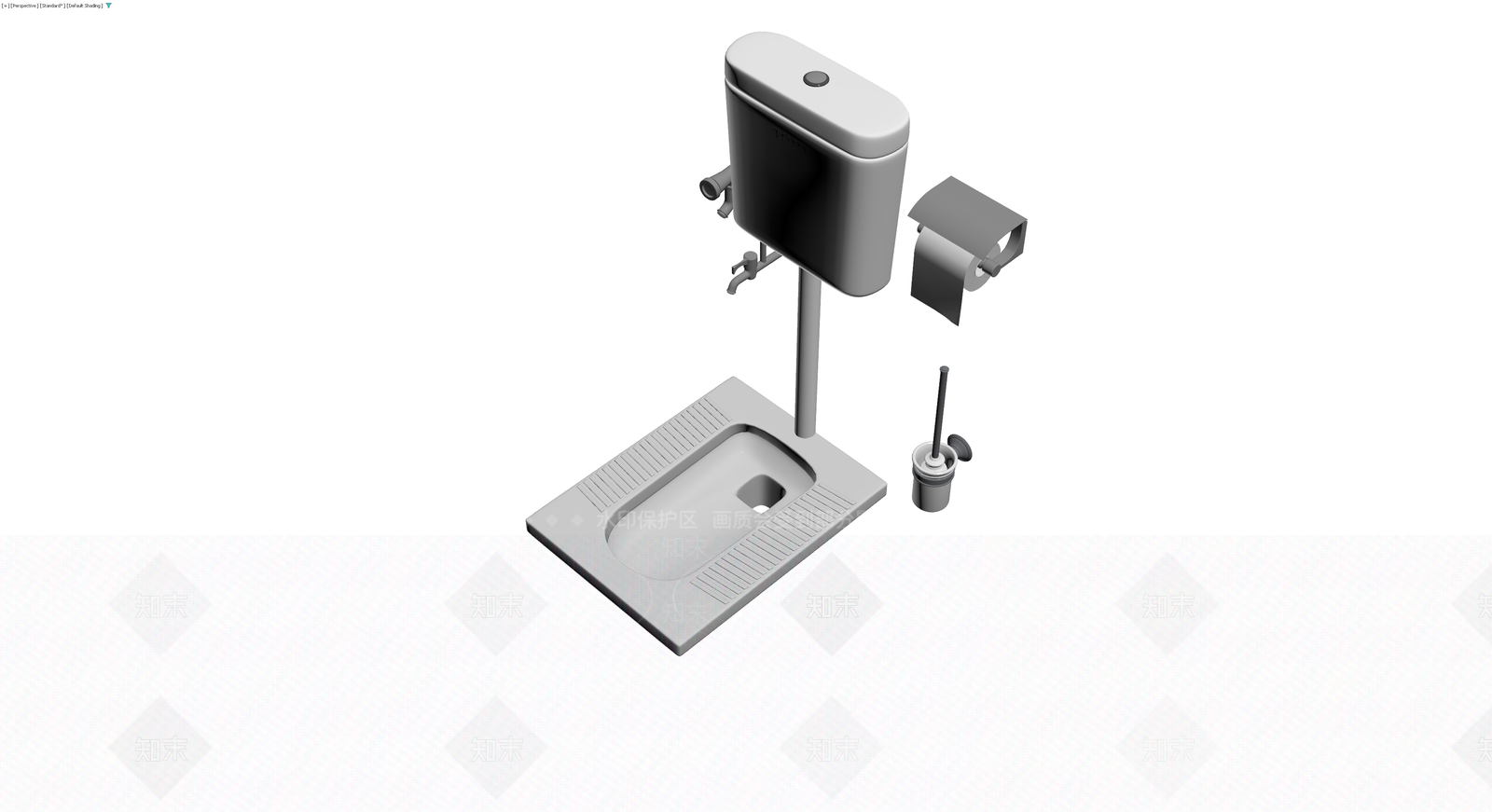 TOTO蹲便器套装灰模3D模型下载【ID:1229610576】