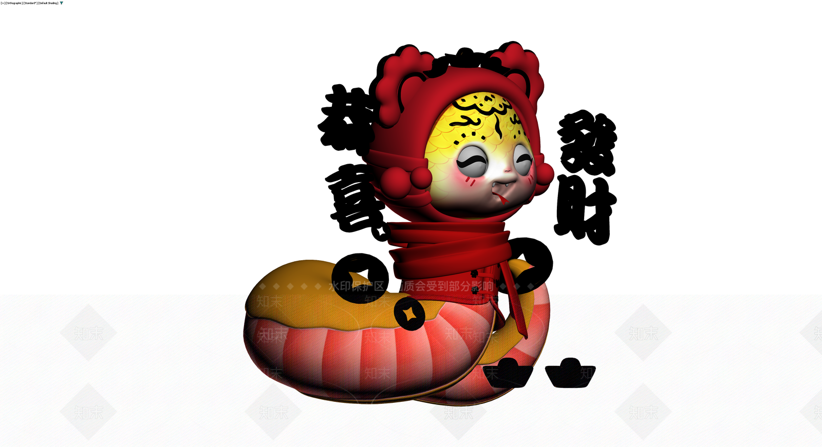 财神蛇造型摆件3D模型下载【ID:1230671025】