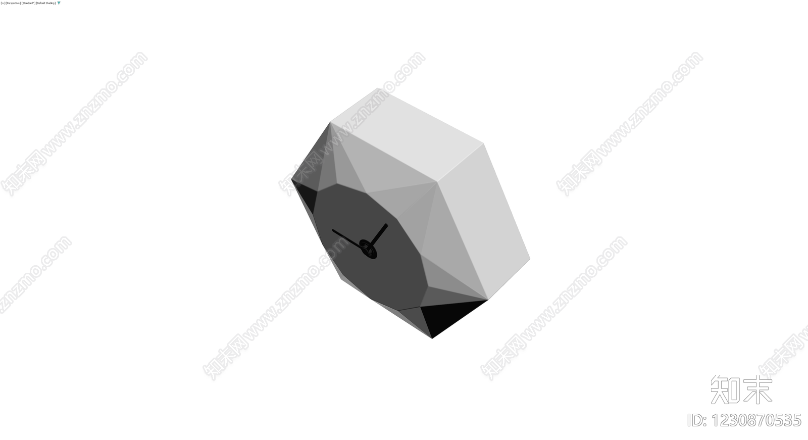低多面体钻石造型时钟3D模型下载【ID:1230870535】