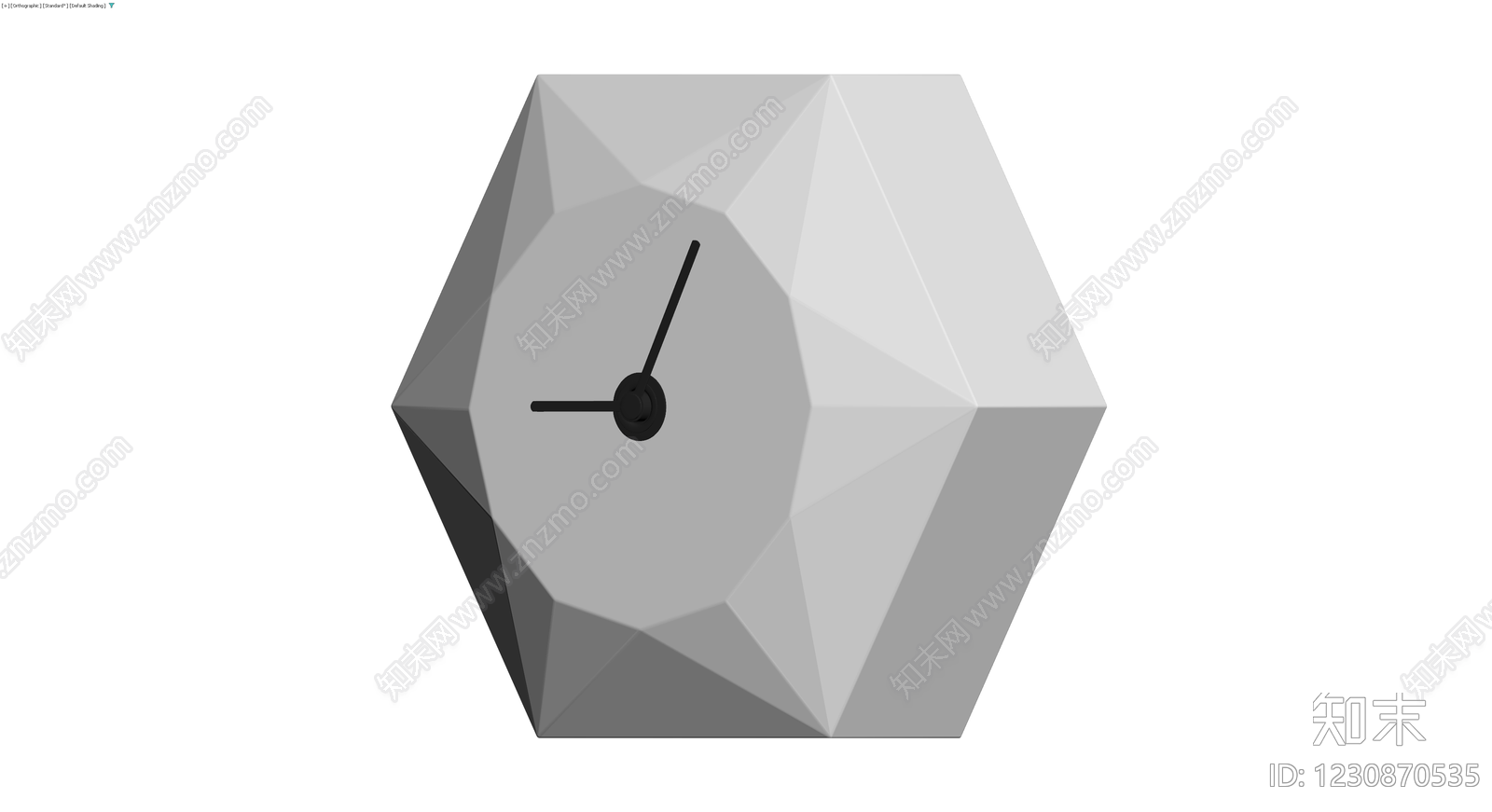 低多面体钻石造型时钟3D模型下载【ID:1230870535】