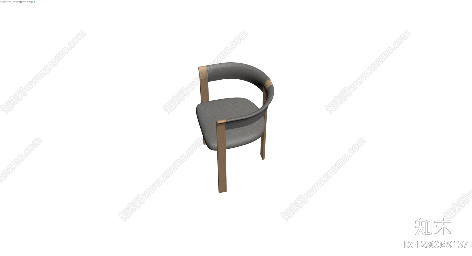 木质框架灰色软包扶手椅3D模型下载【ID:1230049137】