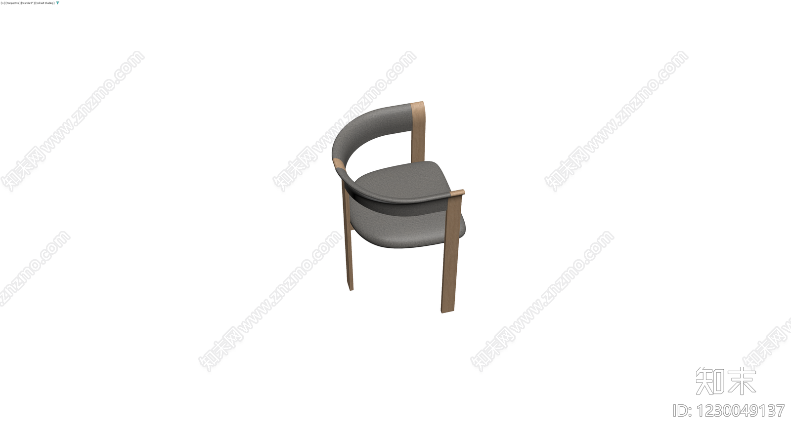 木质框架灰色软包扶手椅3D模型下载【ID:1230049137】