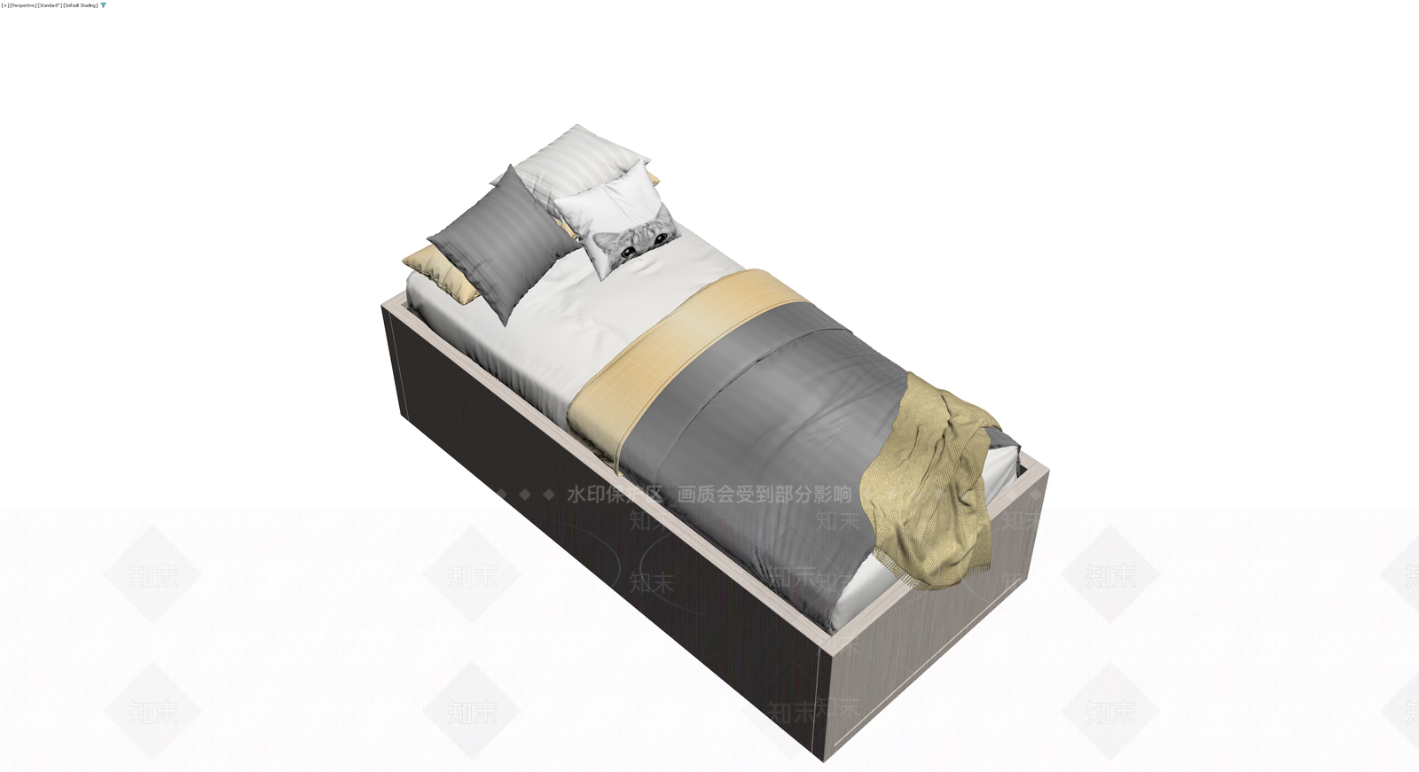 灰色木纹储物床3D模型下载【ID:1230630580】
