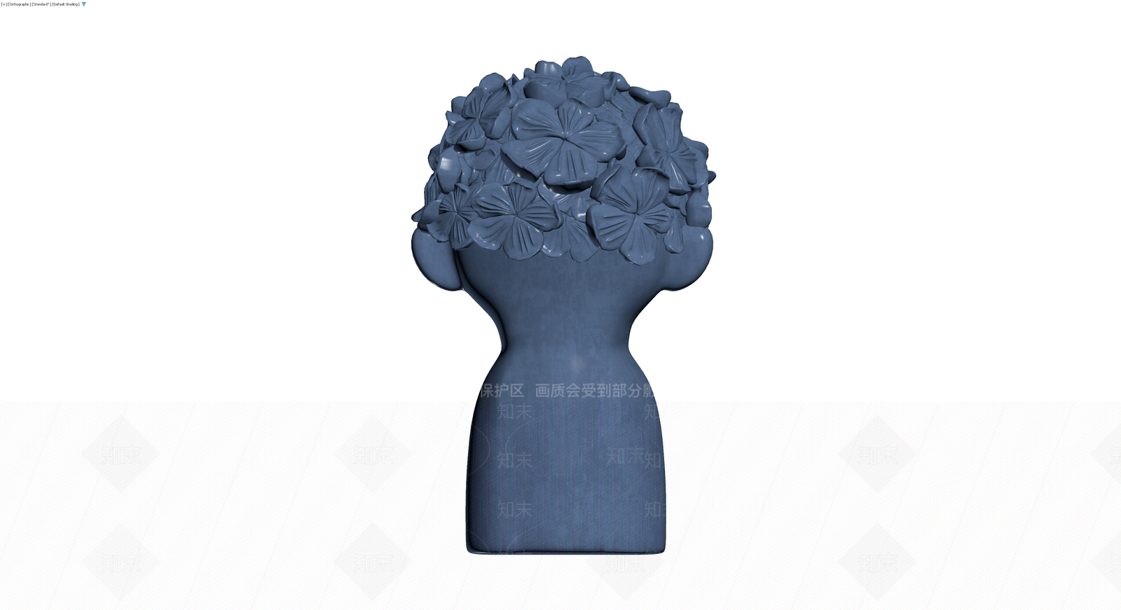 蓝色花朵装饰花瓶雕塑3D模型下载【ID:1230441797】