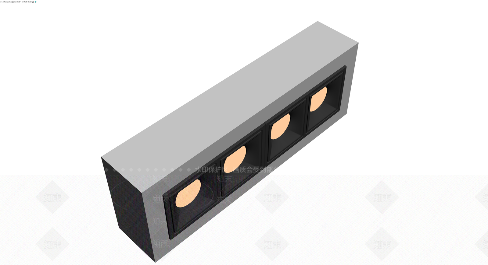 四头嵌入式筒灯组合3D模型下载【ID:1230598062】