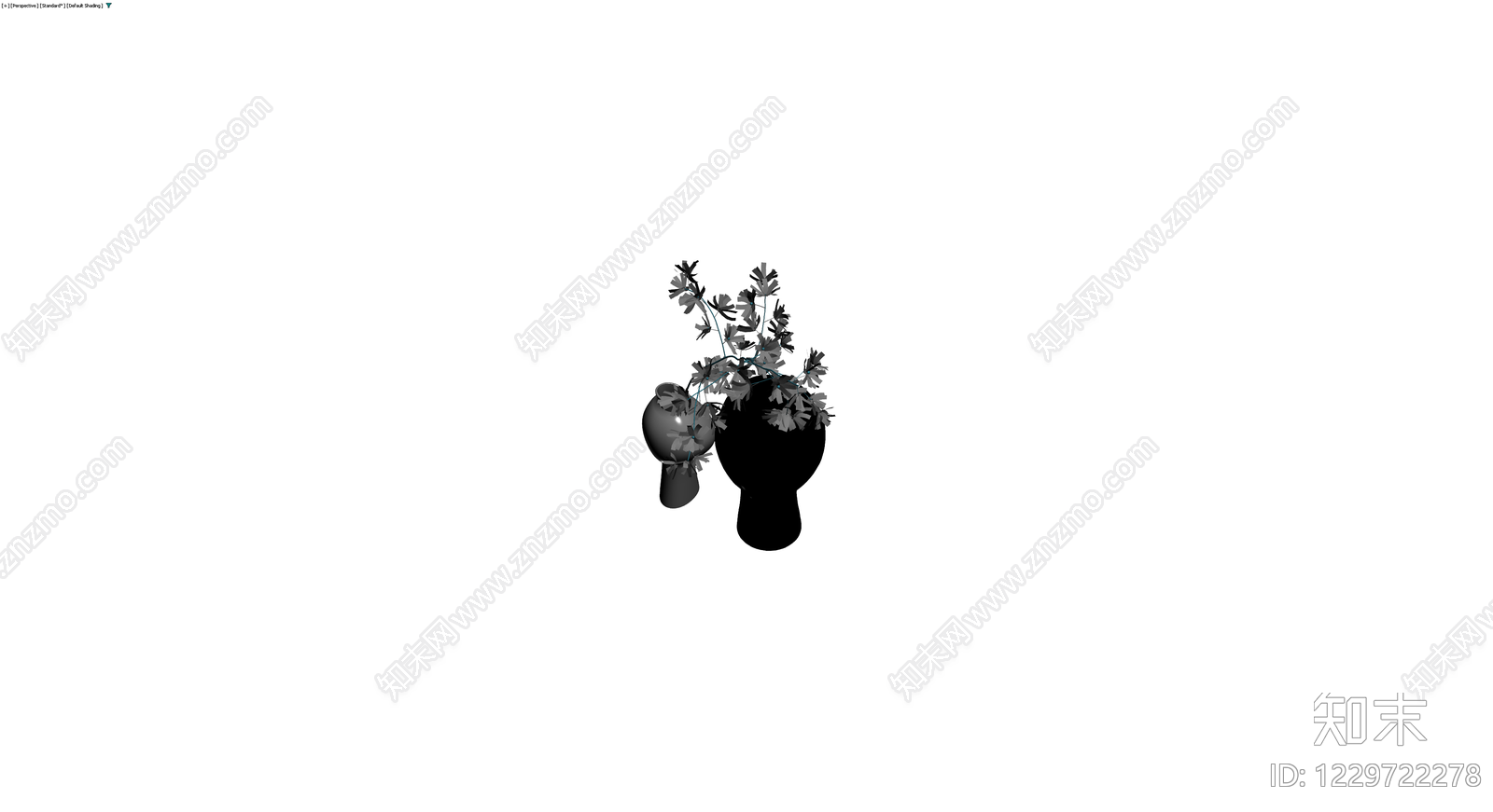 黑白双瓶插花组合3D模型下载【ID:1229722278】