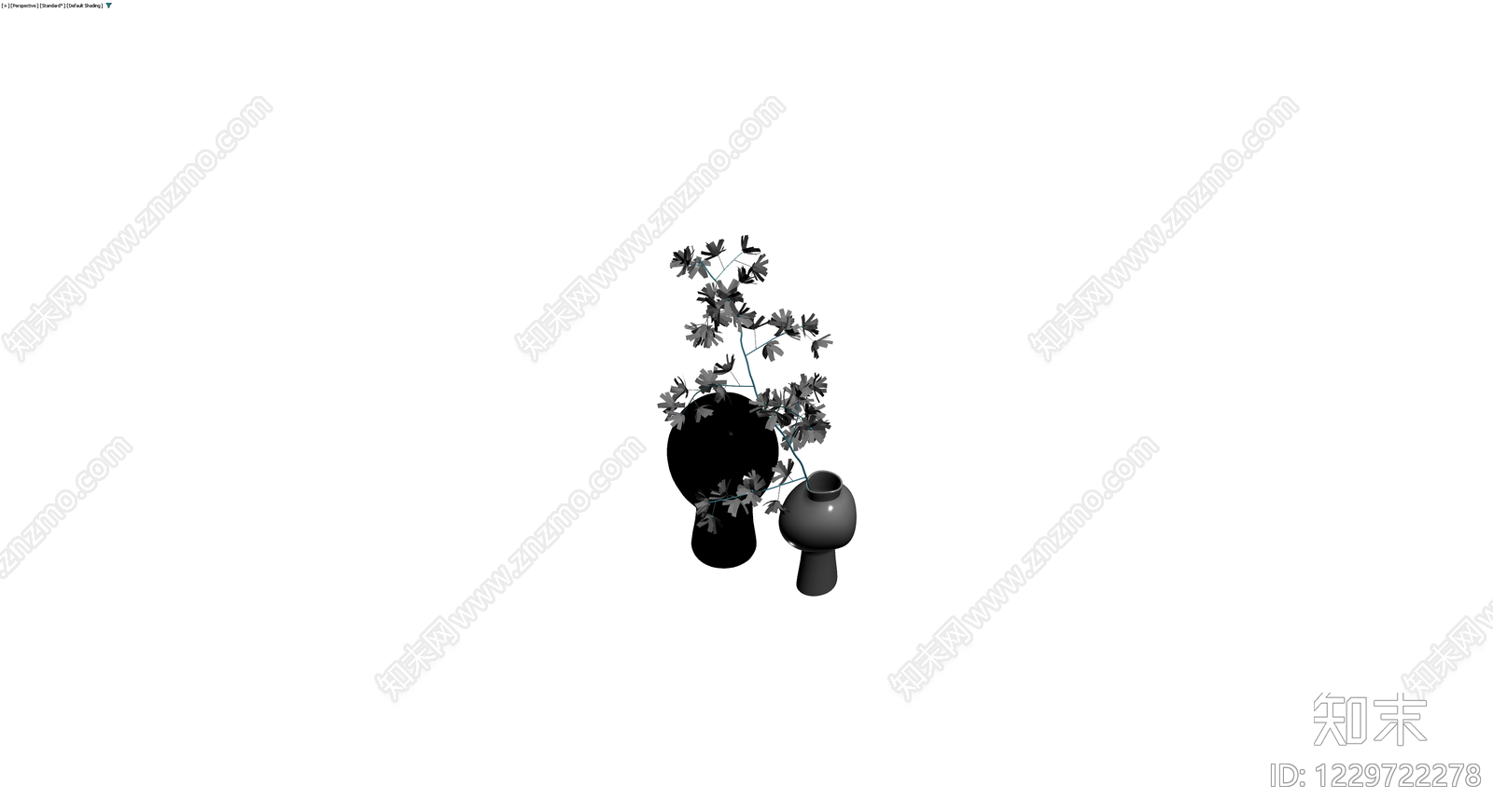黑白双瓶插花组合3D模型下载【ID:1229722278】