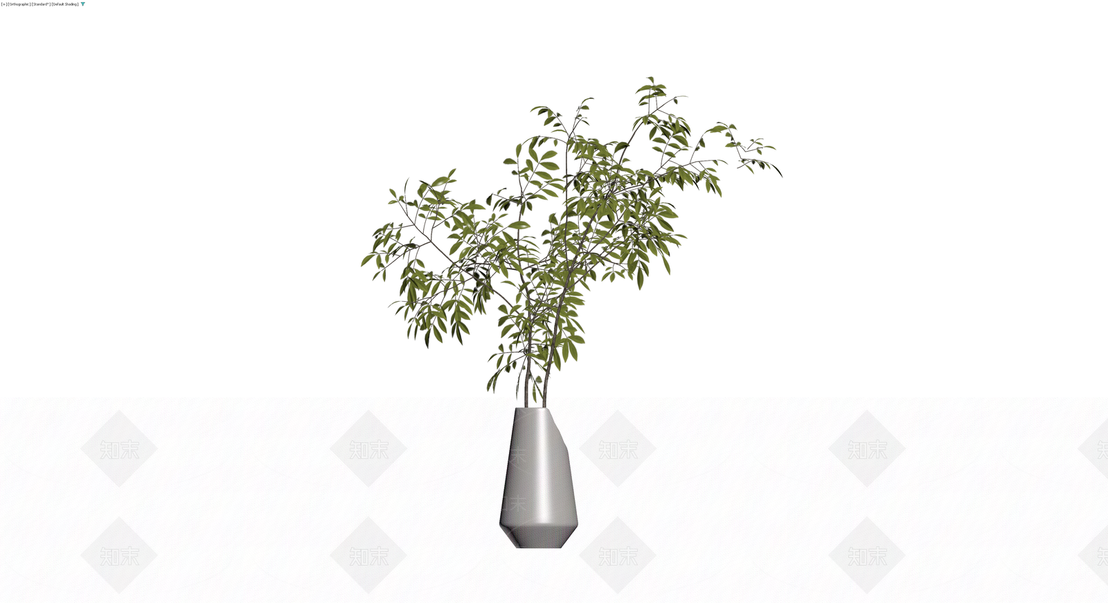 灰色花瓶配绿植盆栽3D模型下载【ID:1230171207】