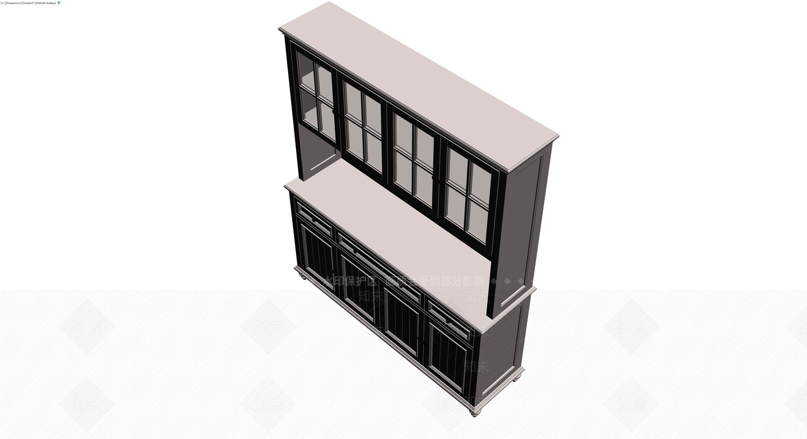 灰模餐边柜组合3D模型下载【ID:1229893107】