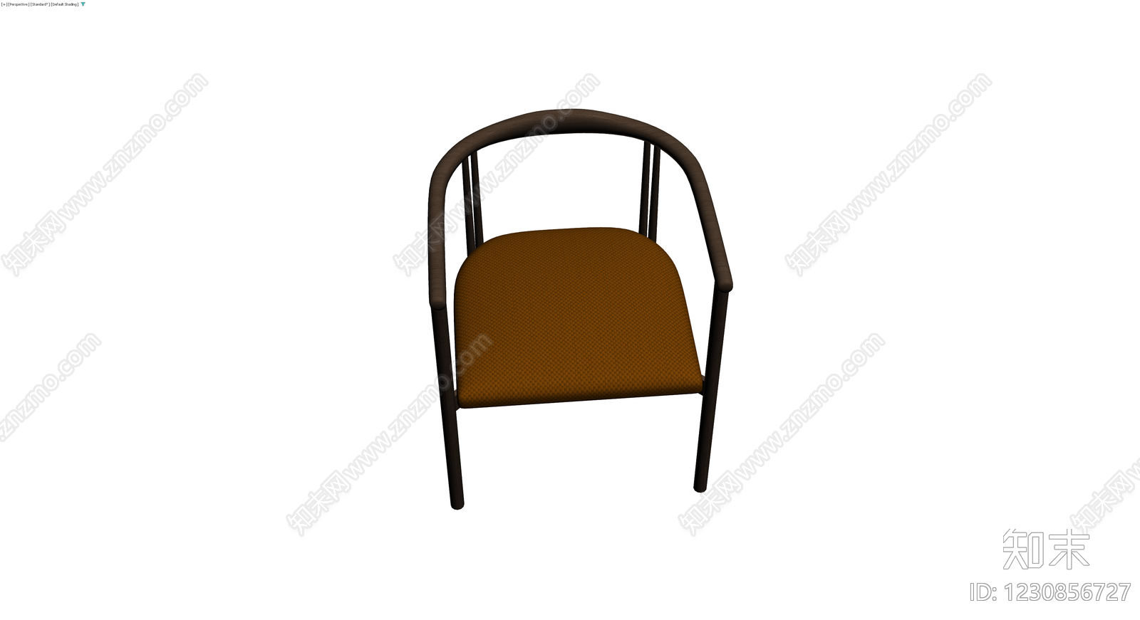 木质扶手椅（橙垫）3D模型下载【ID:1230856727】