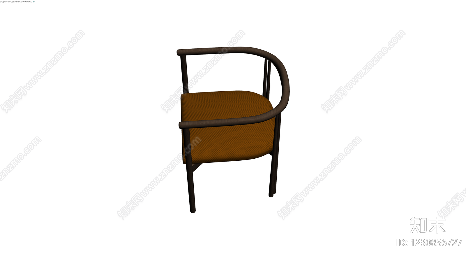 木质扶手椅（橙垫）3D模型下载【ID:1230856727】