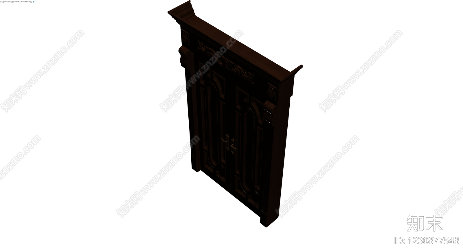 深色雕花双开门柜体3D模型下载【ID:1230877543】