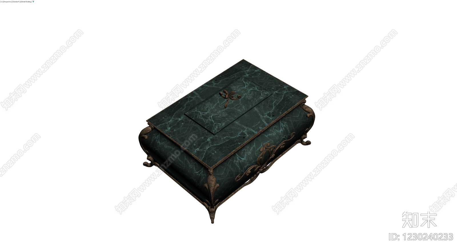 深绿色大理石装饰矮柜3D模型下载【ID:1230240233】
