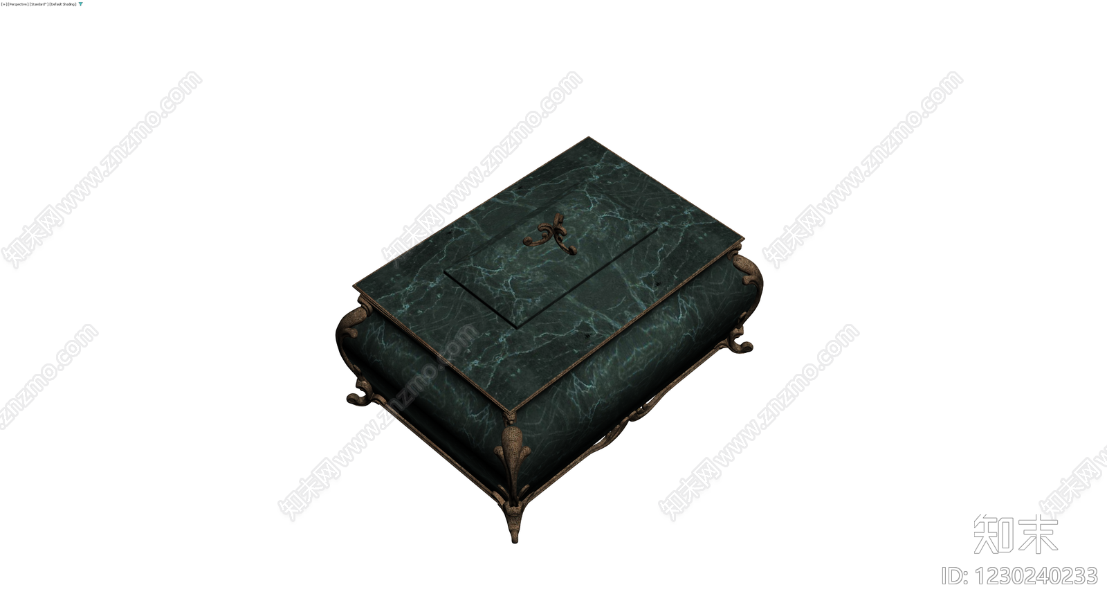 深绿色大理石装饰矮柜3D模型下载【ID:1230240233】