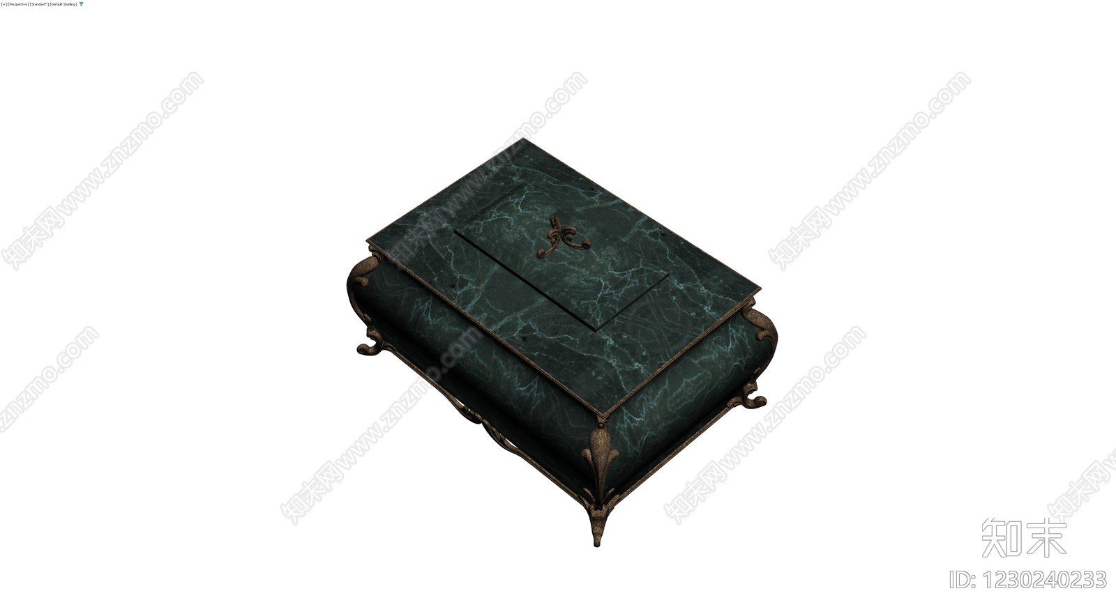 深绿色大理石装饰矮柜3D模型下载【ID:1230240233】