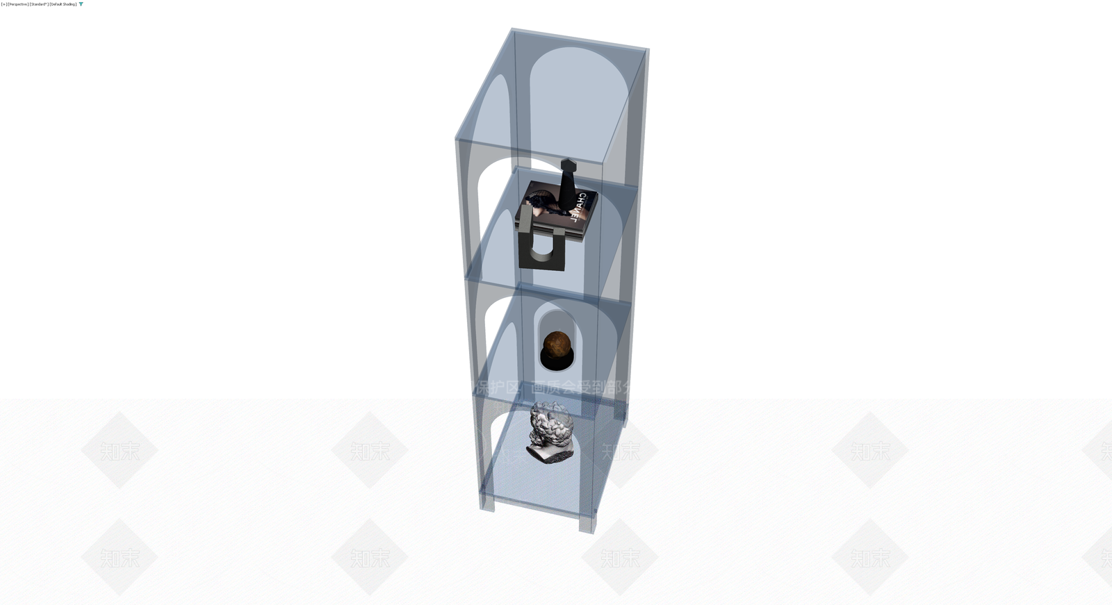 拱形展示柜及藏品组合3D模型下载【ID:1230679458】