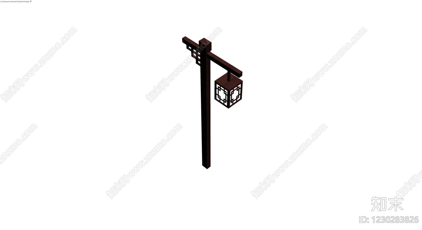 中式木质灯笼灯柱3D模型下载【ID:1230283826】