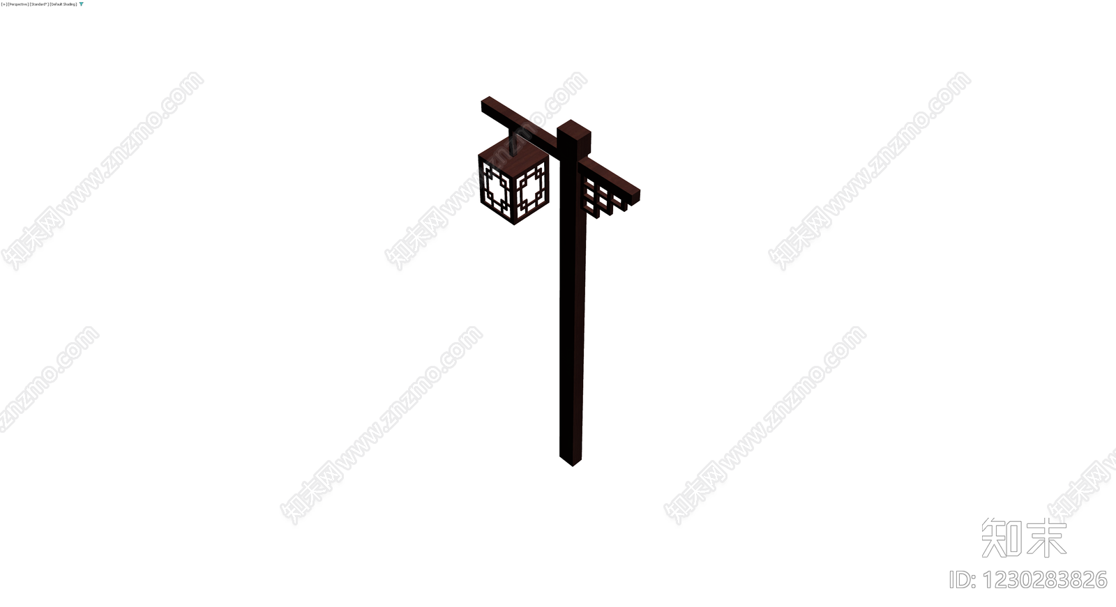 中式木质灯笼灯柱3D模型下载【ID:1230283826】