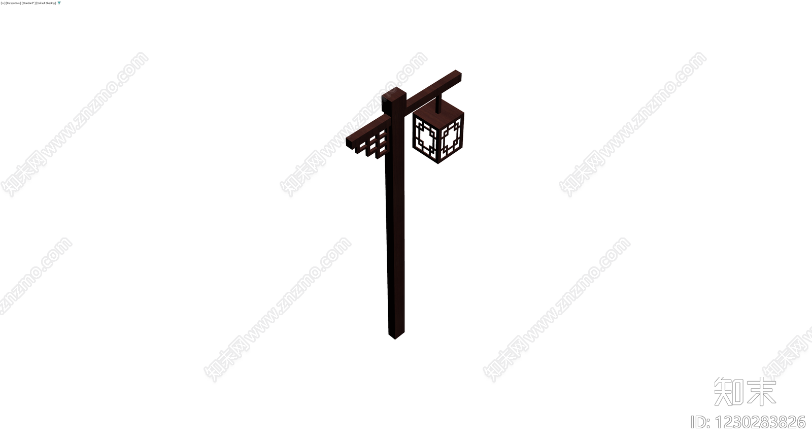 中式木质灯笼灯柱3D模型下载【ID:1230283826】