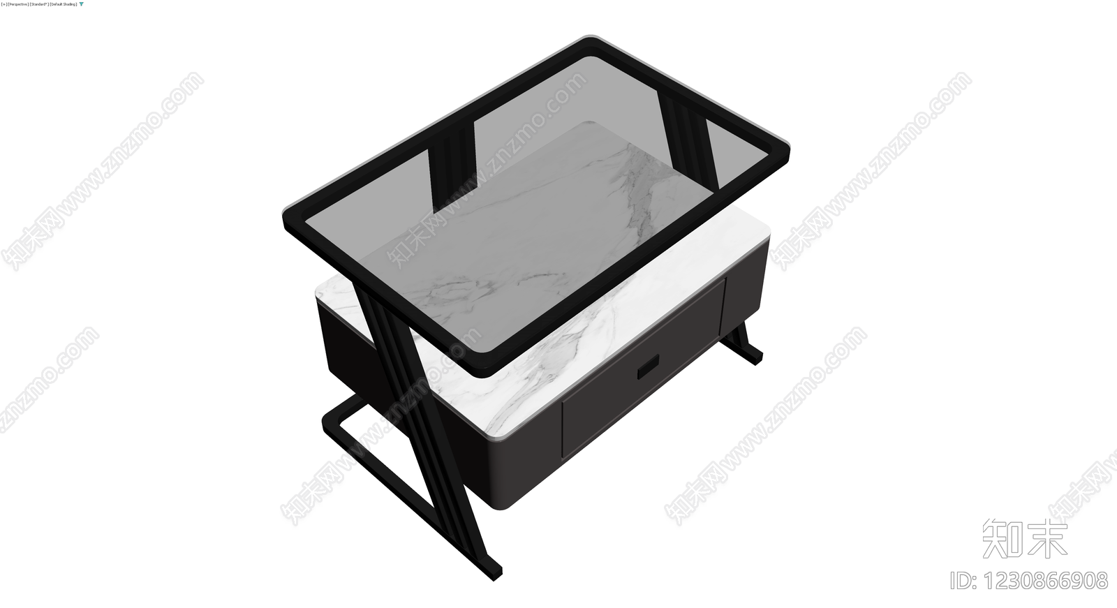 大理石面黑色金属茶几3D模型下载【ID:1230866908】