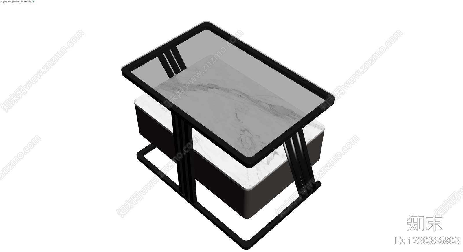大理石面黑色金属茶几3D模型下载【ID:1230866908】
