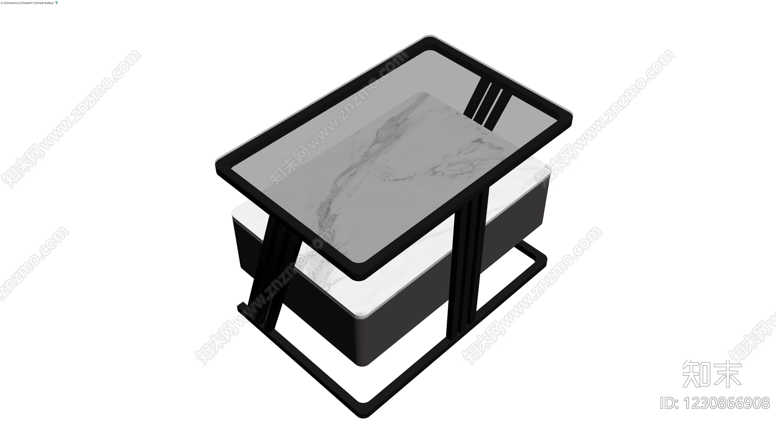 大理石面黑色金属茶几3D模型下载【ID:1230866908】