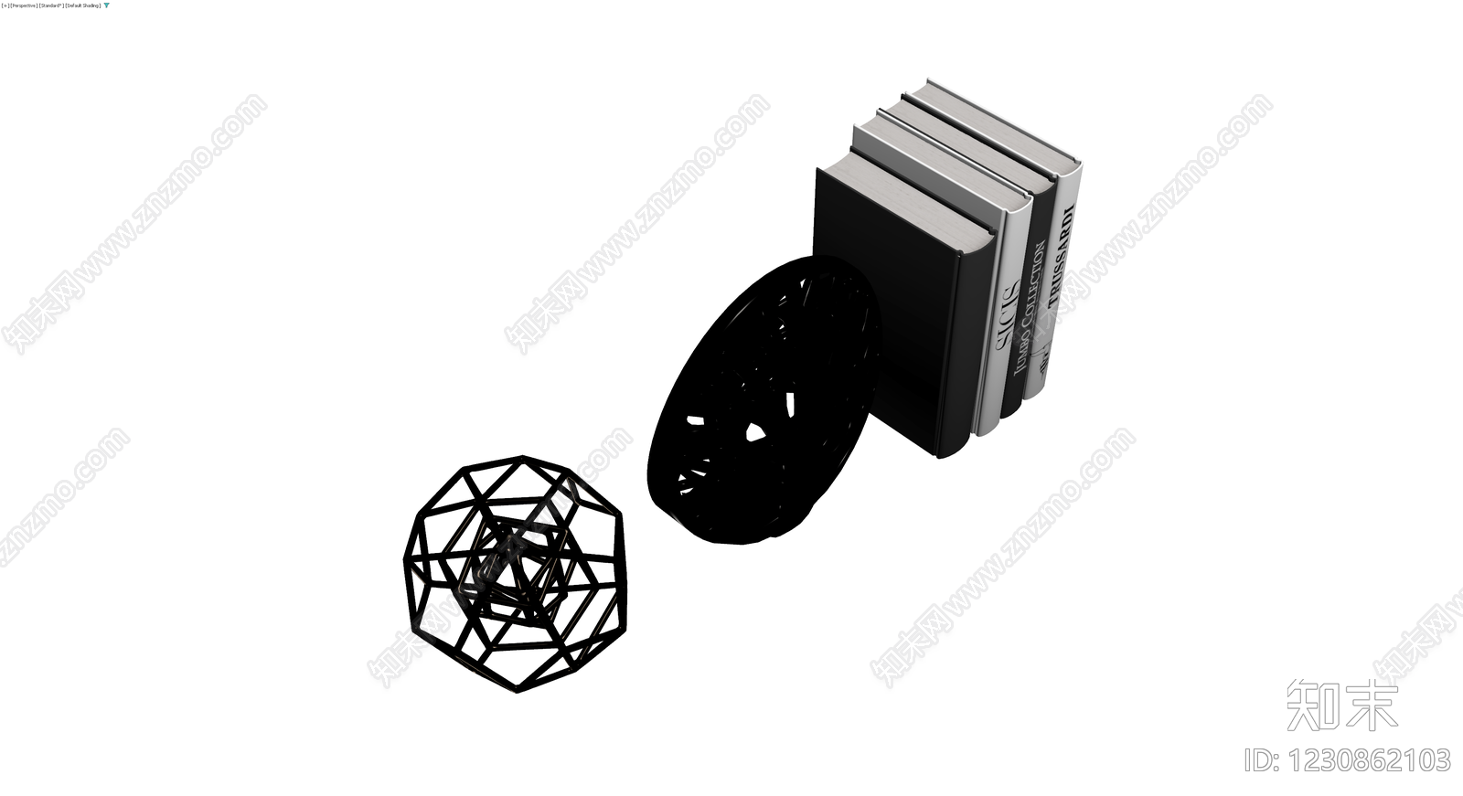书籍与装饰摆件组合3D模型下载【ID:1230862103】